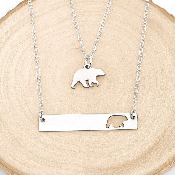 Mama Bear Necklace Set • Mother Daughter Necklace Set • Mama Bear Necklace • Bear Necklace • Mother Daughter Bear Necklace Set