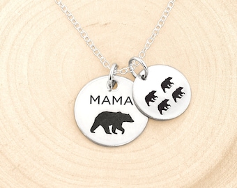 Momma Bear Necklace • Mama Bear Necklace • Personalized Mother's Day Gift • Mama Bear Jewelry • Custom With Cub Bears