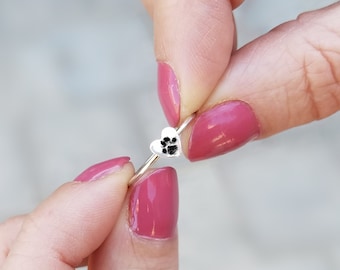 Paw Print Ring • Your Actual Pet Paw Print Ring • Paw Print Heart Ring • Custom Pet Ring • Pet Lover Gift • Dog Paw Ring