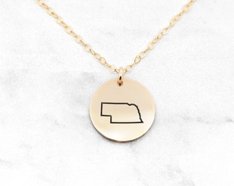 Nebraska Necklace • State Necklace • Nebraska State Necklace • Home State Necklace • Personalized State Necklace