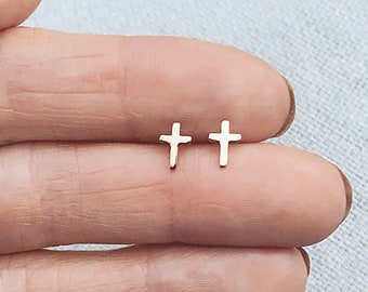 Dainty Cross Earrings • Cross Earrings • Gold Cross Earrings • Cross Jewelry • Stud Earrings