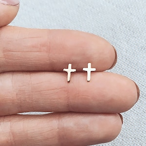 Dainty Cross Earrings • Cross Earrings • Gold Cross Earrings • Cross Jewelry • Stud Earrings