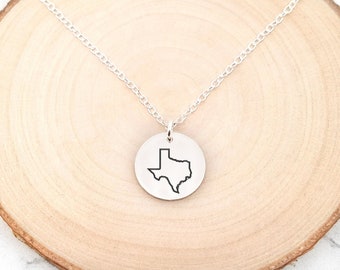 Texas Necklace • State Necklace • Texas State Necklace • Home State Necklace • Personalized State Necklace