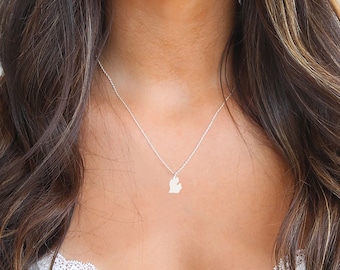 Michigan Necklace • Michigan State Charm Necklace • Michigan Shaped Necklace