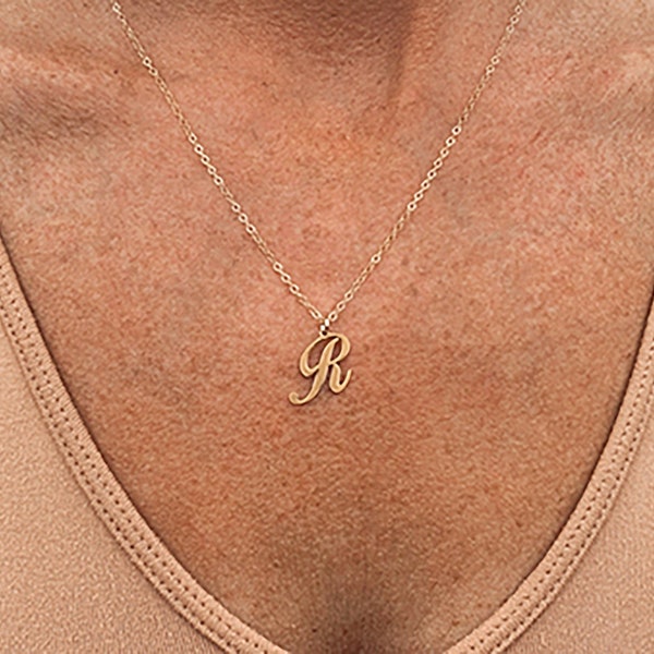 R Initial Necklace • Tiny Letter Necklace • Dainty Initial Necklace • Any Letter Necklace