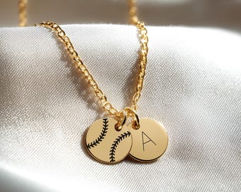 Baseball Mom Necklace - A Personalized Gift For Baseball Moms - Custom Initial Discs