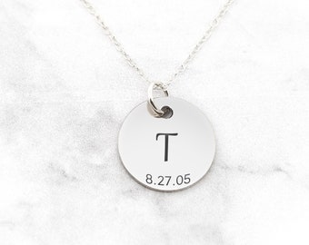 Initial Necklace • Personalized Initial Birthdate Necklace • Custom Initial Necklace • Initial Pendant Necklace
