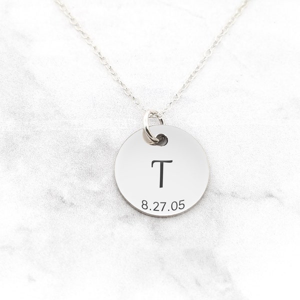 Initial Necklace • Personalized Initial Birthdate Necklace • Custom Initial Necklace • Initial Pendant Necklace