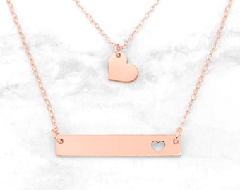Mother Daughter Heart Necklace Set • Mother Daughter Necklace • Mother's Day Gift • Gift For Mom And Daughter