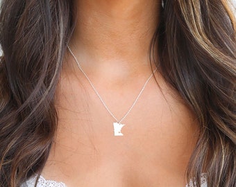 Minnesota Necklace • Minnesota State Charm Necklace • Minnesota Shaped Necklace