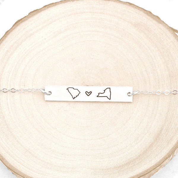 Friendship Bracelet • State Bracelet • Custom Two State Bracelet • Personalized Bracelet • Custom State Bracelet