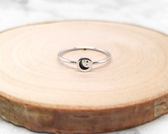 Moon and Star Ring • Dainty Moon Ring • Silver Moon and Star Ring • Dainty Sterling Silver Ring