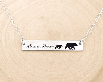 Mama Bear Necklace, New Mom Necklace, Gift For mom,  Mama Necklace, Bear And Cubs Jewelry, New Born