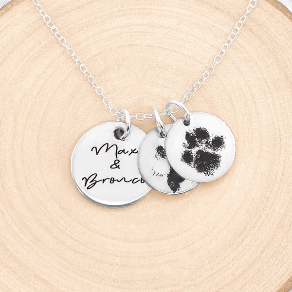 Personalisierte Hundehalskette • Ihr tatsächliches Haustier Pfotenabdruck-Halskette • Pfotenabdruck-Halskette • Personalisierte Haustier-Halskette • Hundehalskette