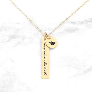 Mama Bird Necklace For Mom • Mama Bird Bar Necklace • Mama Bird Necklace • Mama Bird • Gift For Mom