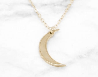 Gold Moon Necklace • Crescent Moon Pendant Necklace • Gold Moon Charm • Dainty Moon Pendant • Cute Moon Necklace