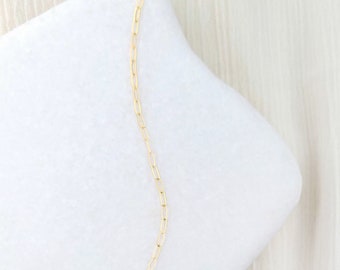 Gold Paperclip Chain • Paperclip Chain Necklace • 14K Gold Filled Paperclip Chain • Dainty Layering Chain • Fine Paperclip Chain 14kt Gold