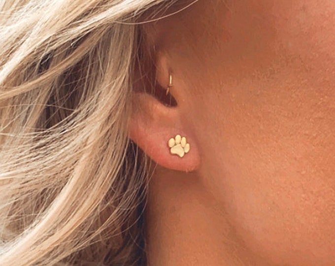 Paw Print Earrings • Sterling Silver Paw Print Earrings • Gold Paw Print Earrings • Dog Paw Earrings • Dog Earrings • Pet Jewelry