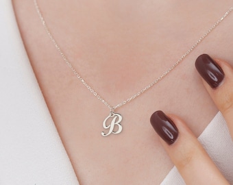 B Initial Halskette für Frauen • Kleiner Buchstabe Halskette • Zierliche Initial Halskette • Silber B Halskette • Gold • Rose Gold