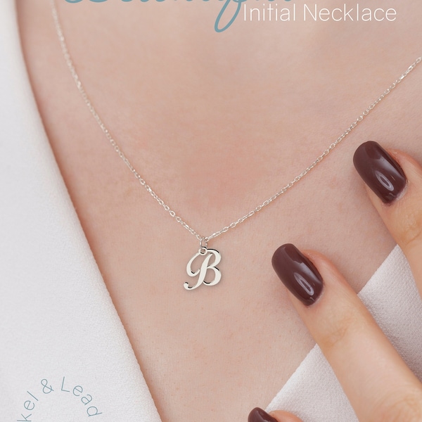 B Initial Necklace For Women • Tiny Letter Necklace • Dainty Initial Necklace • Silver B Necklace • Gold • Rose Gold