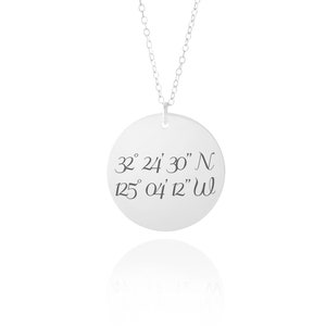 Silver GPS Coordinates Necklace • Personalized Latitude Longitude Jewelry
