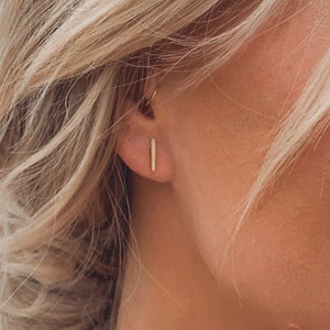 Dainty bar earrings cheap