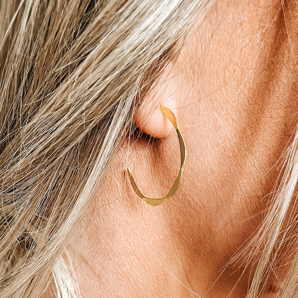 Hammered Hoop Earrings • Gold Hammered Hoops • Sterling Silver Hoops • Gold Hoops • Gold Hoop Earrings