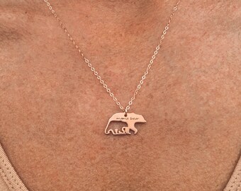 Roségouden mamabeerketting, ketting voor moeder, nieuwe moederketting, mama-sieraden, roségouden moederketting