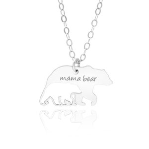 Mama Bear Necklace, Mom Necklace, Mother Necklace, Gift For Mom, Momma Jewelry, Gift For Her Charm, Mama Pendant image 1