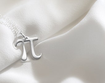 Pi Necklace, Pi Jewelry, Math Necklace, Pi Symbol Necklace, Geometry Necklace, Silver Pi Necklace, Pi Pendant