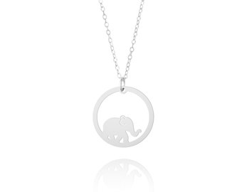 Personalized Elephant Necklace, Custom Elephant Jewelry, Girls Necklace, Lucky Elephant