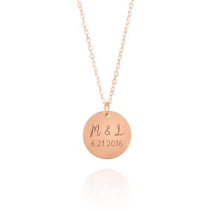 Seventh Anniversary, Copper Anniversary Gift, Personalized Couples Initial Necklace, Copper Necklace