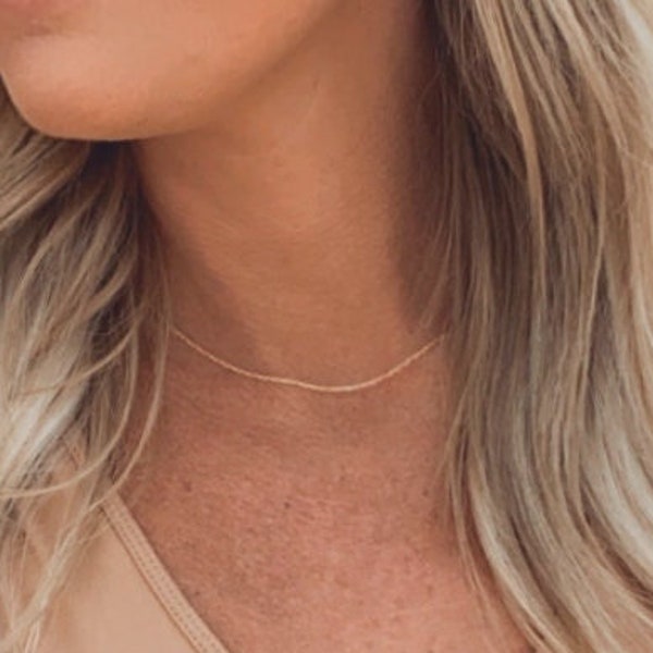 Gold Rope Chain Necklace • Gold Whisper Chain Necklace • Minimalist Jewelry • Dainty Necklace • Thin Gold Chain • Layering Necklace