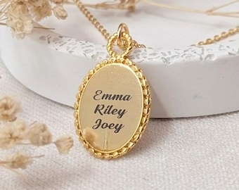 Personalized Mom Necklace, Engraved Kids Names Necklace, Custom Gold Name Pendant, Family Keepsake Jewelry, Gift for Mom