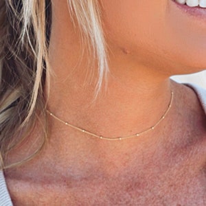 Dainty Satellite Chain Choker • Thin Gold Choker • Satellite Choker • Sterling Silver Choker Necklace • Dainty Satellite Necklace Chain