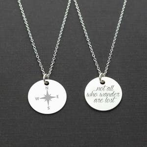 Compass Necklace, Wanderlust Necklace, Not All Who Wander Are Lost, Compass Jewelry, Wanderlust Jewelry