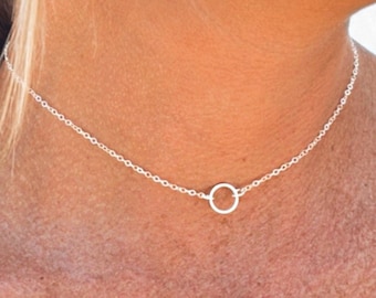 Dainty Choker Necklace • Open Circle Choker • Sterling Silver Choker Necklace • Circle Choker • Delicate Open Circle Necklace