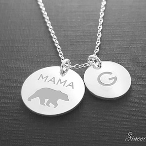 Mama Bear Necklace, First Time Mom Gift, Momma Necklace, Momma Bear, Momma Jewelry, Kids Initial Necklace, Mom From Daughter