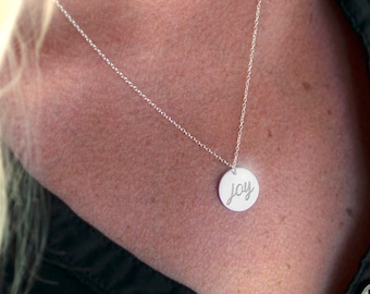 Joy Necklace, Joy Jewelry, Find Hope Love And Joy Charm, Choose Joy, Today I Choose Joy, An Inspring Engraved Disc Pendant