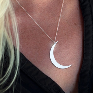 Crescent Moon Necklace, Large Moon Necklace, Bohemian Jewelry, Moon Necklace, Astronomy Necklace, Nature Necklace,
