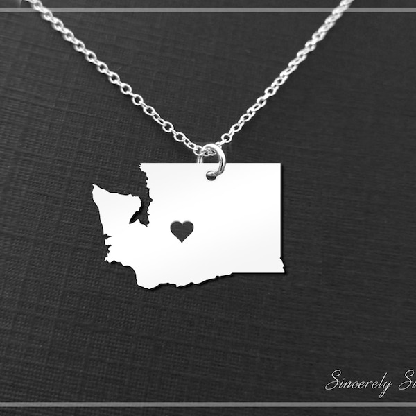 Washington Necklace, Washington Pendant Necklace, Washington Charm Necklace, Washington Jewelry, State Necklace