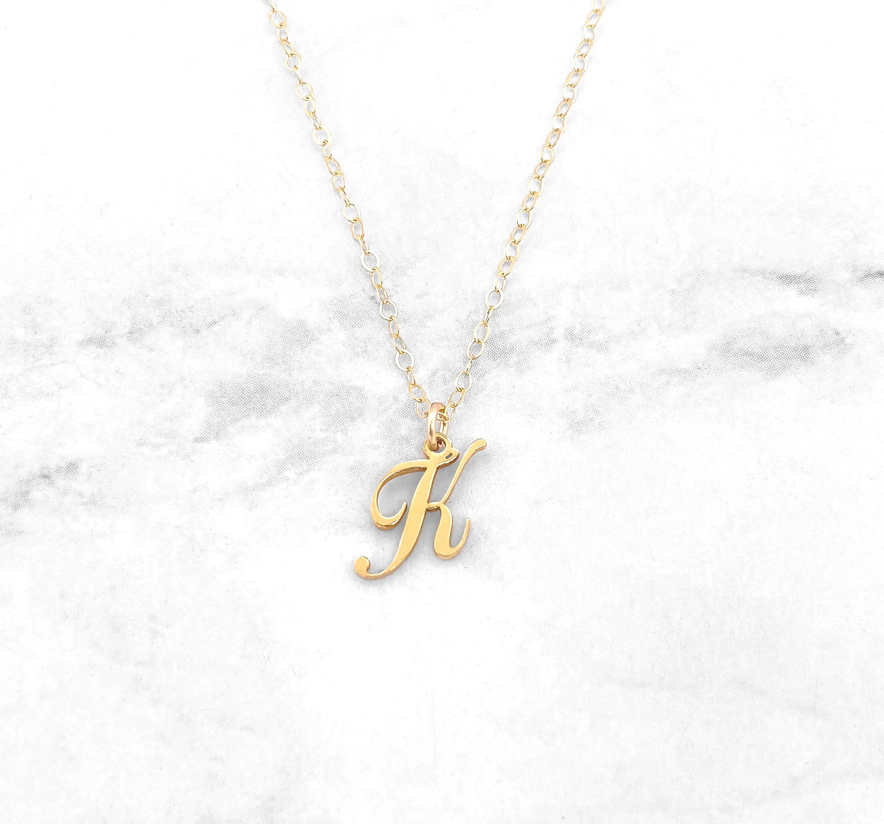 Sterling Silver Script Initial K Pendant Necklace • Letter K Necklace •  Initial Pendant • Initial Jewellery • Personalised Initial Necklace