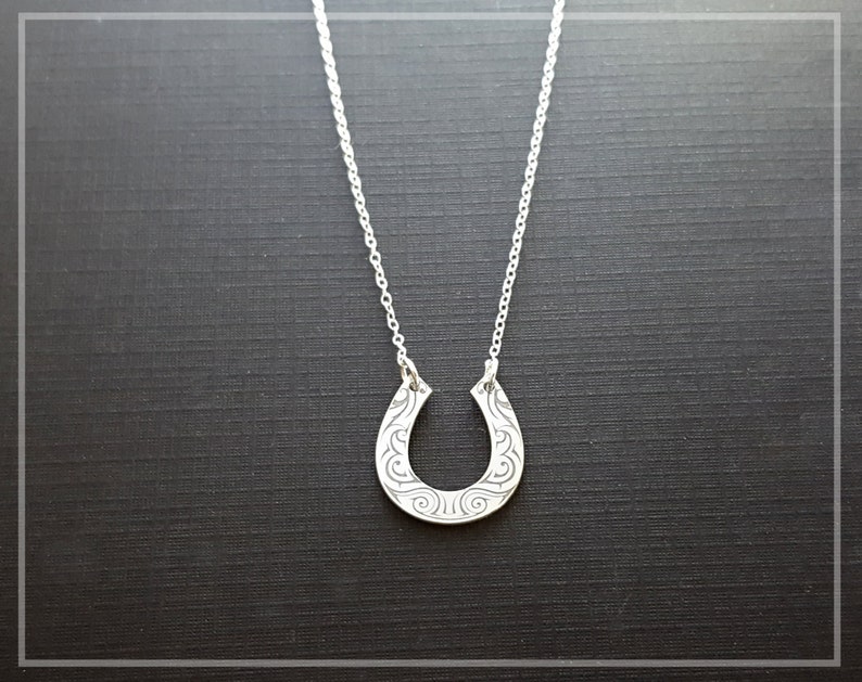Horseshoe Necklace, Silver Horseshoe, Cowgirl Necklace, Horse Shoe Necklace, Lucky Horseshoe Charm, Premium Designed Necklace image 2