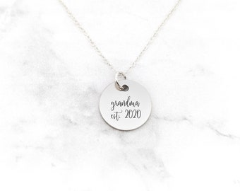 Personalized Disc Necklace • New Mom Necklace • Necklace For Mom • Grandma Necklace • Gift For Grandma