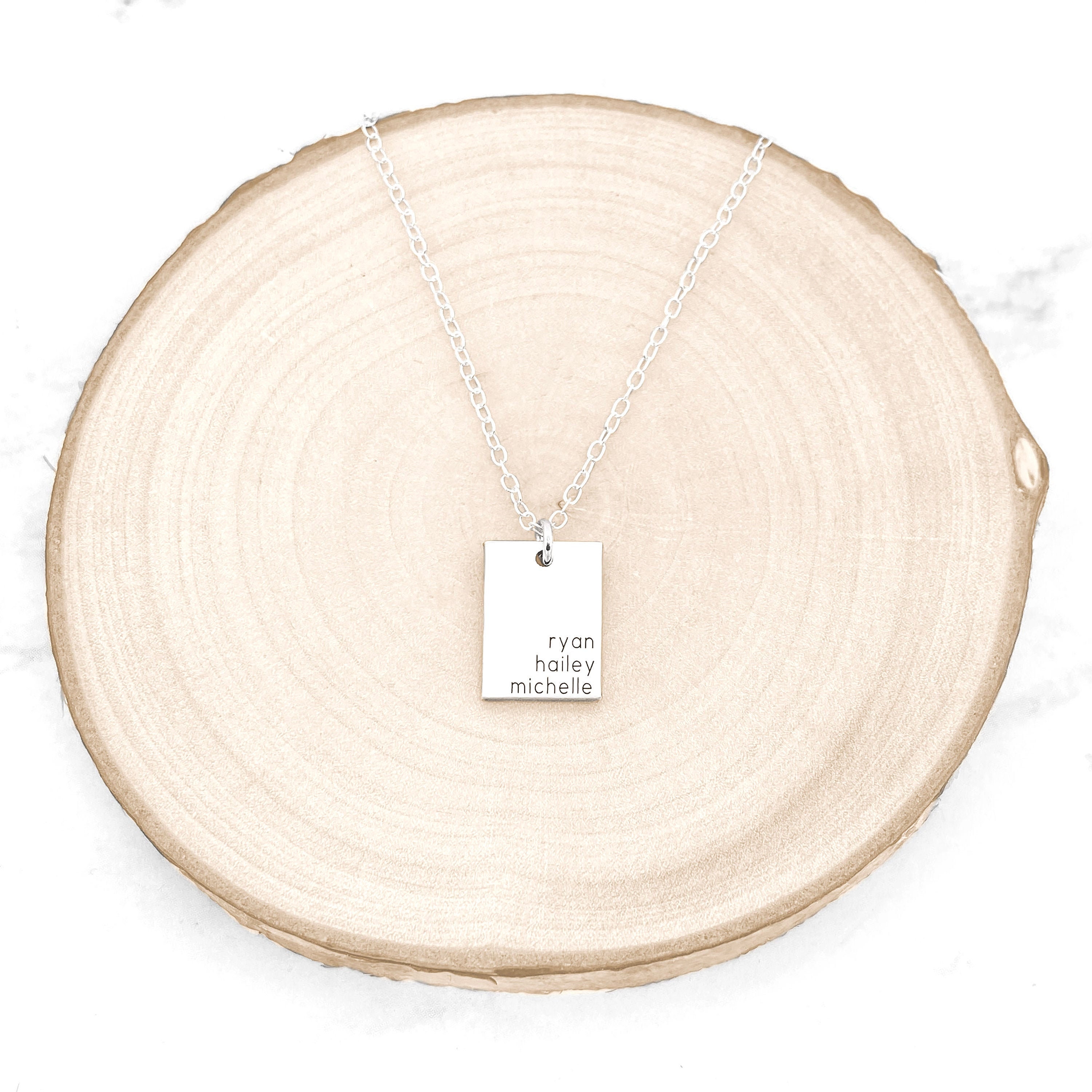 Name Necklace Personalized Rectangle Pendant