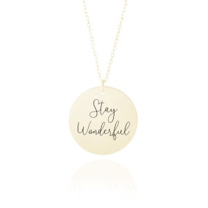 Gouden handschrift ketting • disc hand schrijven ketting • aangepaste hand geschreven sieraden