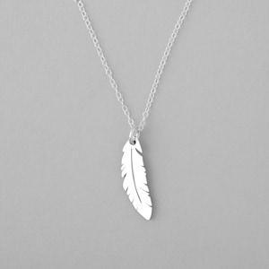 Feather Necklace, Feather Jewelry, Boho Necklace, Silver Feather Necklace, Nature Charm, 4/5 Inch Pendant