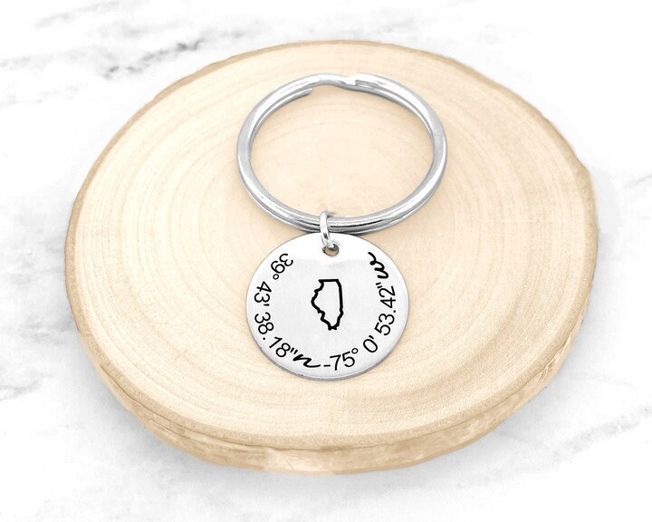 Custom Coordinate Keychain • Personalized Location Keychain ...