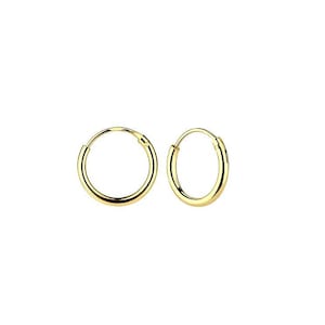 May include: A pair of small, gold hoop earrings. The earrings are simple and classic, and they would make a great gift for a friend or loved one.