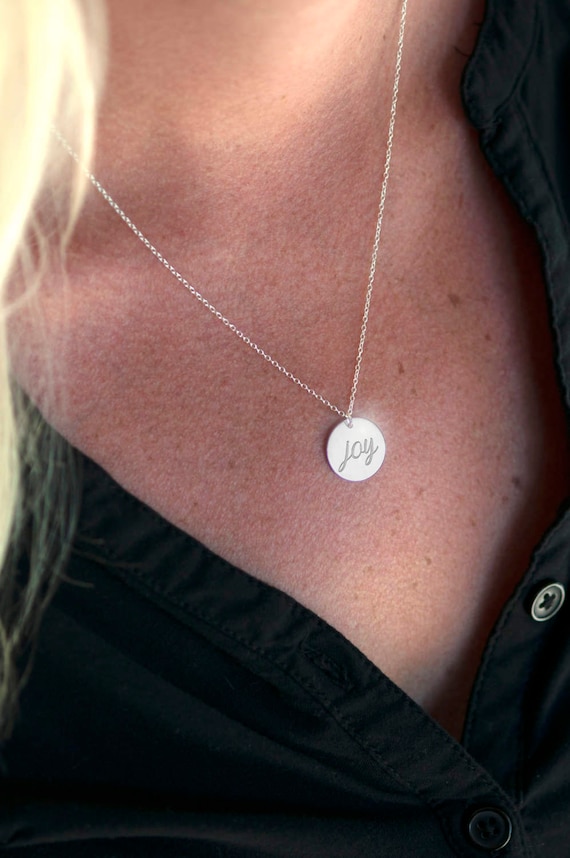 Joy Necklace, Joy Jewelry, Find Hope Love and Joy Charm, Choose Joy, Today  I Choose Joy, an Inspring Engraved Disc Pendant 